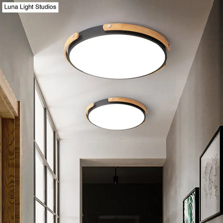 Modern Led Ceiling Lamp - Black/White Circle Bathroom Mount Light Warm/White