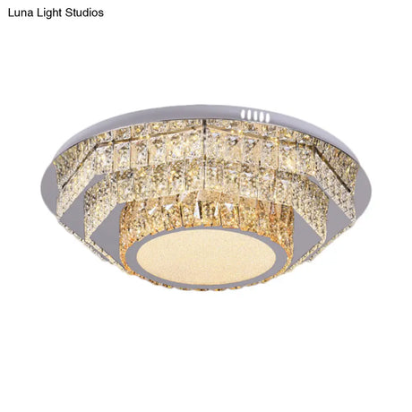 Modern Led Ceiling Lamp: Stainless - Steel Flushmount With Elegant Crystal Design