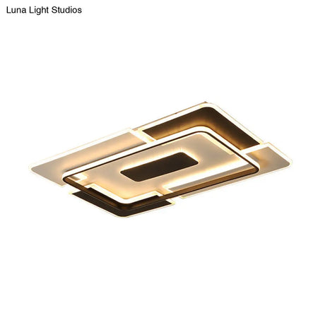 Modern Led Ceiling Light Black & White Patchwork Aluminum Flush Mount Fixture For Lounge
