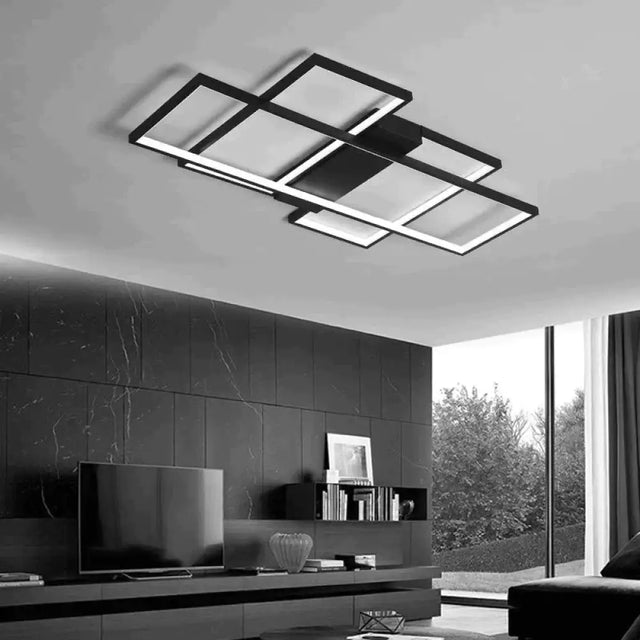 Modern Led Ceiling Light Living Room Bedroom Dining Aluminum Alloy Black&White Chandelier Lamp