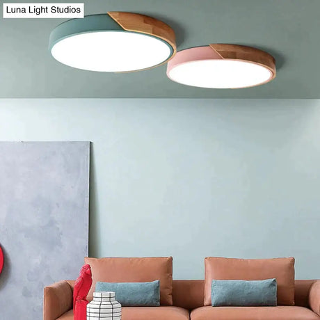 Modern Led Ceiling Light Macarons Colorful Indoor Lamp Wood Ironware Acrylic Kitchen Bedroom Foyer