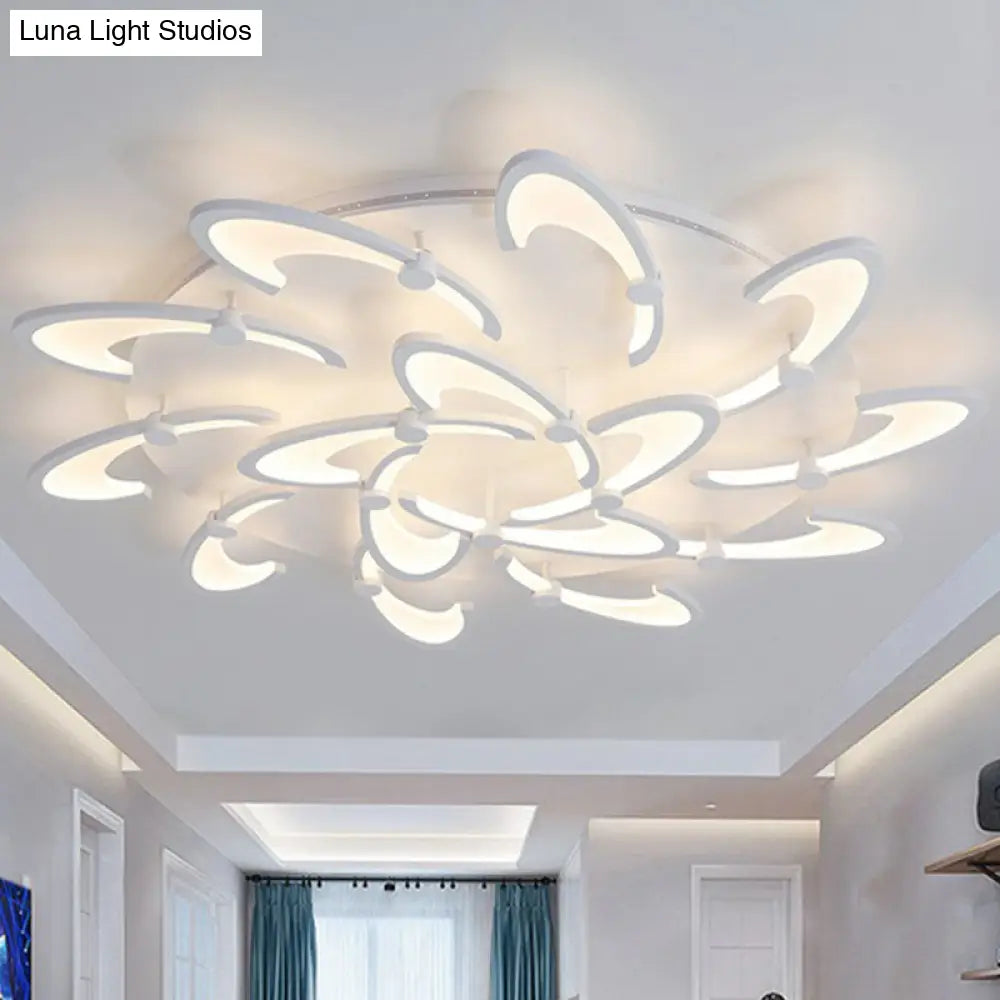 Modern Led Ceiling Light - Windmill Acrylic Semi Flush Mount In White