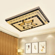 Modern Led Ceiling Light With Clear Crystal Rectangle Design And Nature - Inspired Patterns / Maple