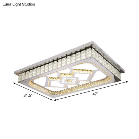 Modern Led Ceiling Light With Clear Crystal Shade For Living Room