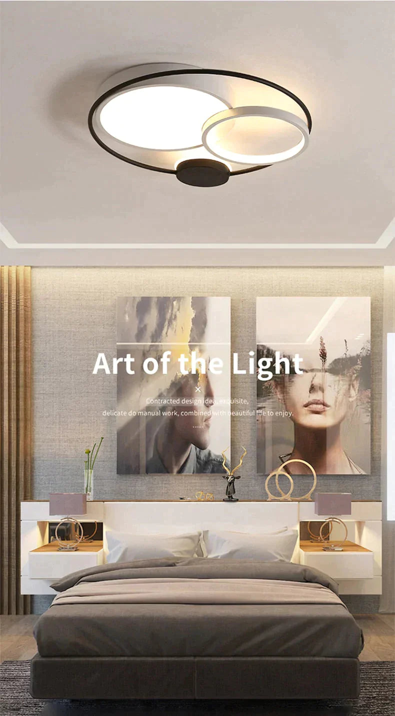 Modern Led Ceiling Lights For Living Room Bedroom Study Black+White Or Grey Color Lamp Fixtures