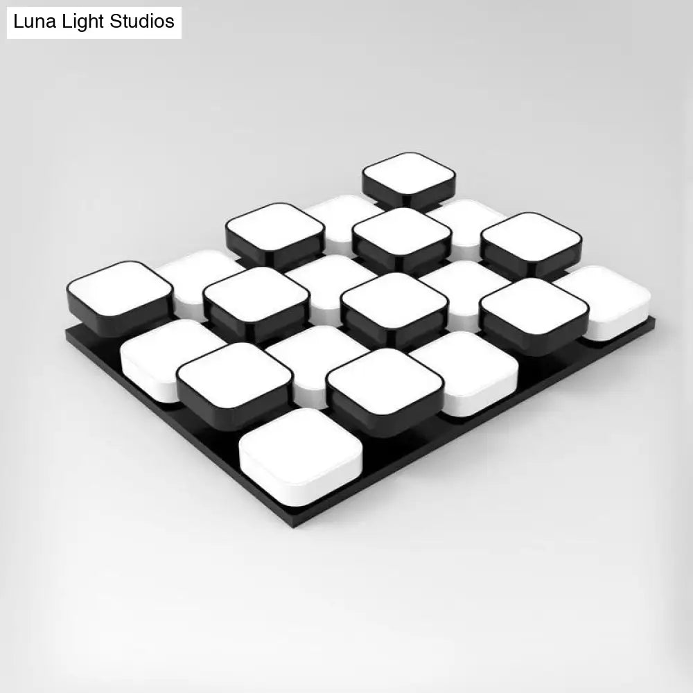 Modern Led Ceiling Mount Light - Square Kitchen Bedroom Lamp (4/6/9/12/16/20 Heads) In Black
