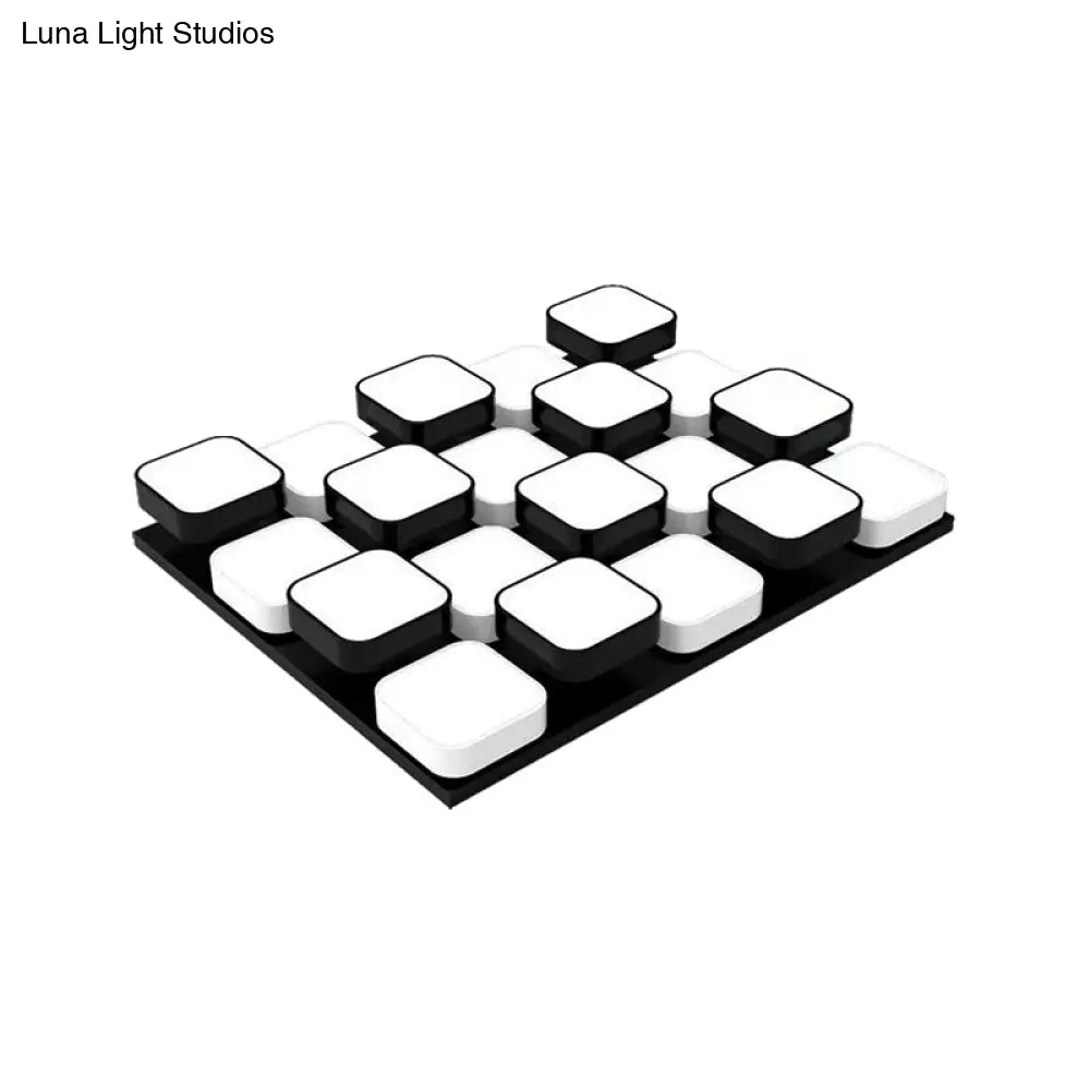 Modern Led Ceiling Mount Light - Square Kitchen Bedroom Lamp (4/6/9/12/16/20 Heads) In Black