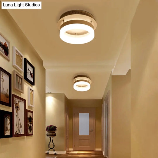 Modern Led Ceiling Semi Flush Mount Light - Acrylic Round/Square Shape Warm/White Lighting For