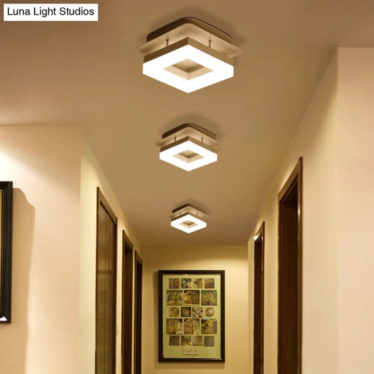 Modern Led Ceiling Semi Flush Mount Light - Acrylic Round/Square Shape Warm/White Lighting For