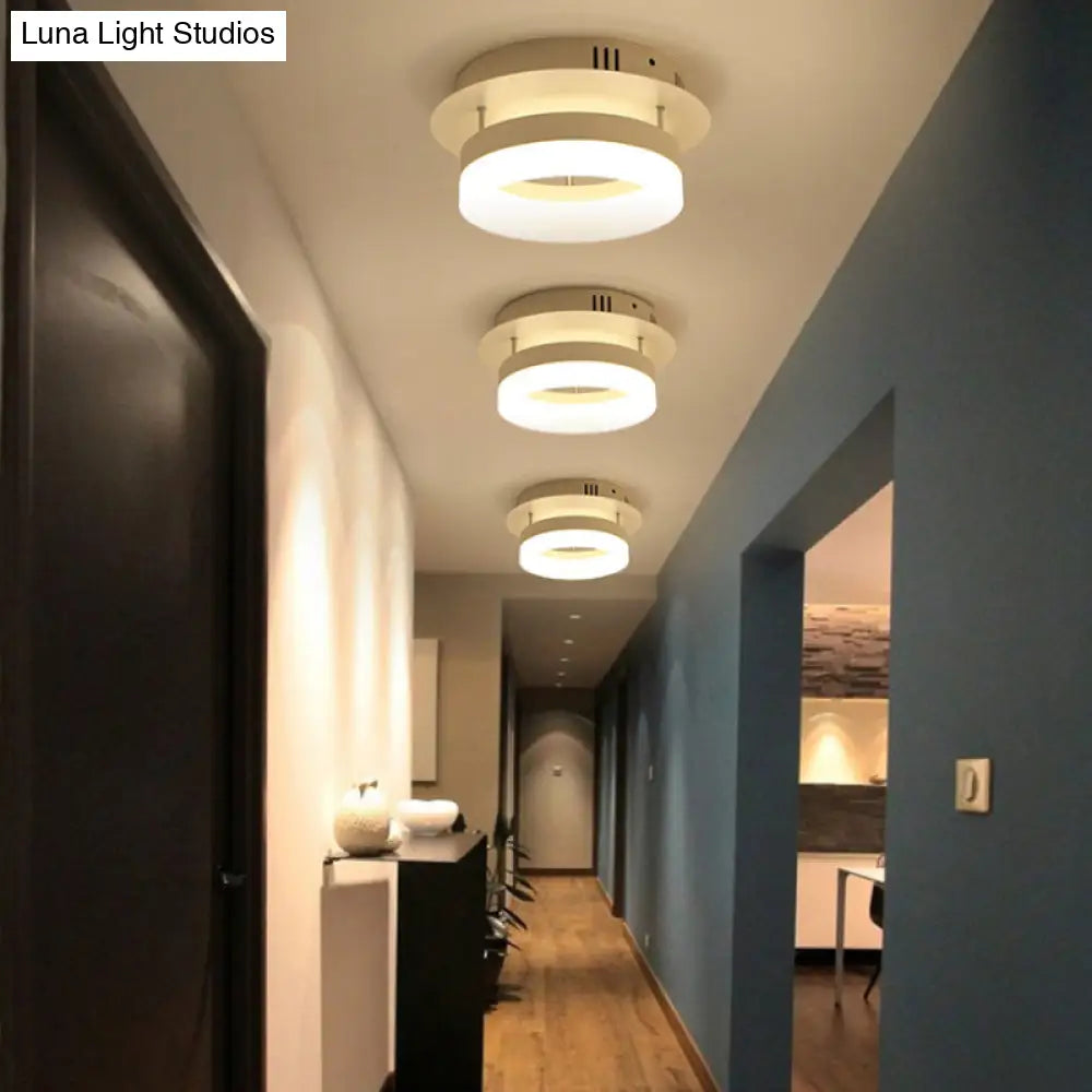 Modern Led Ceiling Semi Flush Mount Light - Acrylic Round/Square Shape Warm/White Lighting For