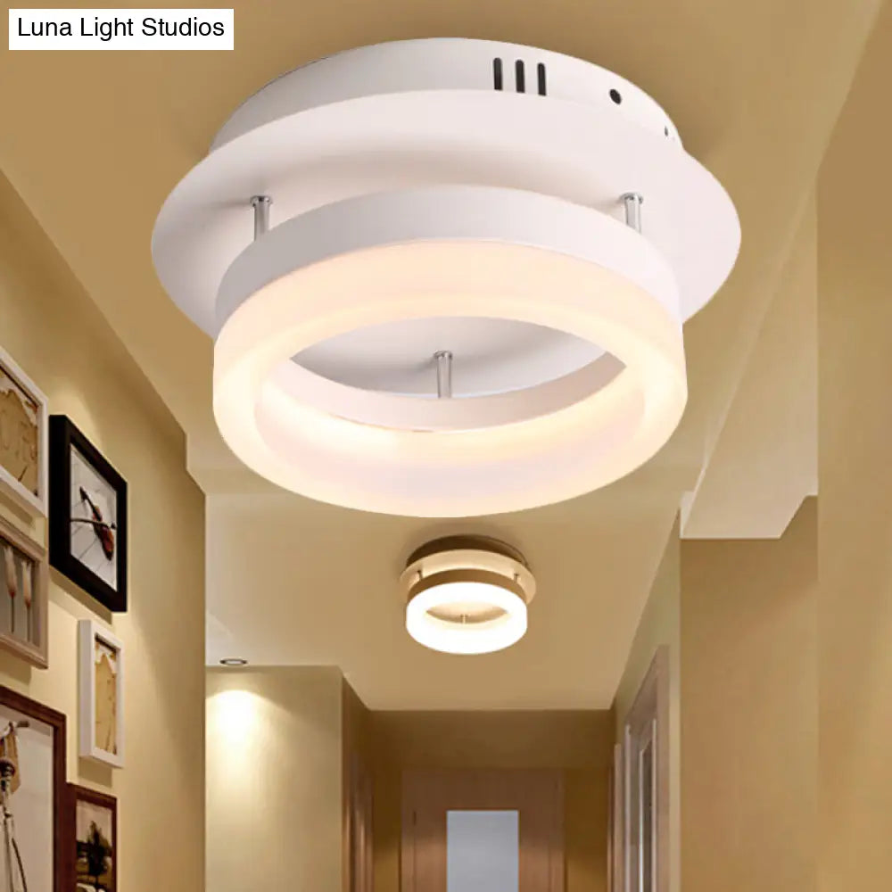 Modern Led Ceiling Semi Flush Mount Light - Acrylic Round/Square Shape Warm/White Lighting For