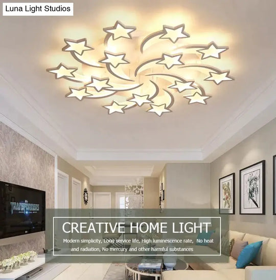 Modern Led Chandelier Art Deco Room Indoor Lamp White Star For Living Dining Bedroom Kids Kitchen