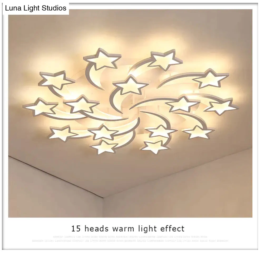 Modern Led Chandelier Art Deco Room Indoor Lamp White Star For Living Dining Bedroom Kids Kitchen