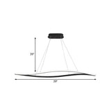 Modern Led Chandelier Lamp - Acrylic Shade White/Black Wave Design Hangs In White/Warm/Natural Light