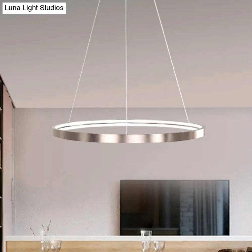 Modern Led Chandelier Light - 16/23.5/31.5 Dia Acrylic Shade Brown Ring Warm/White/Natural