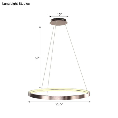 Modern Led Chandelier Light - 16/23.5/31.5 Dia Acrylic Shade Brown Ring Warm/White/Natural