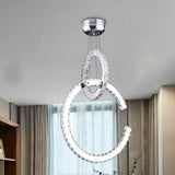 Modern Led Chandelier Lighting For Living Room - 2-Tier Chrome Pendant Light With Beveled K9
