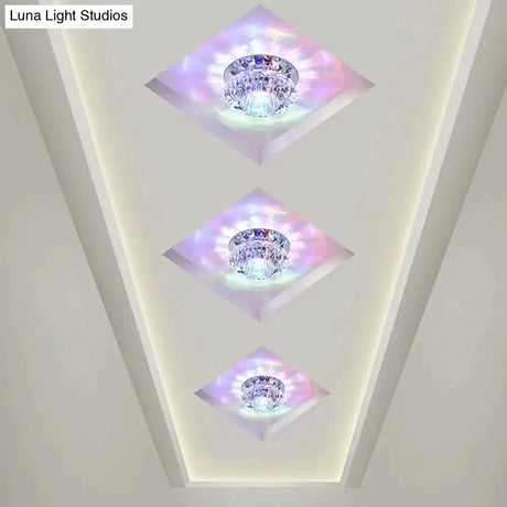 Modern Led Chip Crystal Aisle Lamp Solid Stainless Steel Base Surface Mounted Ceiling For Living