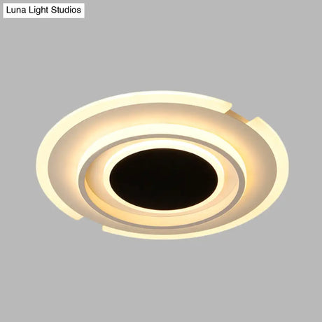Modern Led Circle Flush Light Fixture - Folding Acrylic Lamp (16.5’/20.5’) Bedroom Mount Black/White
