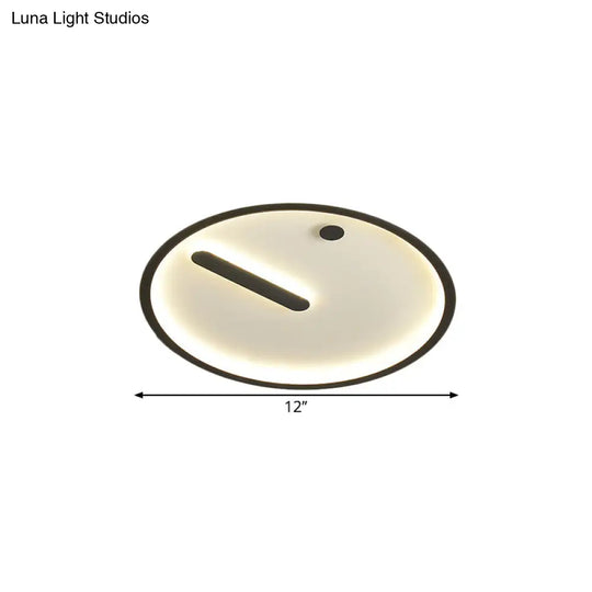 Modern Led Circle Flush Mount Metallic Ceiling Light In Black & White 12’/16’/19.5’ Wide