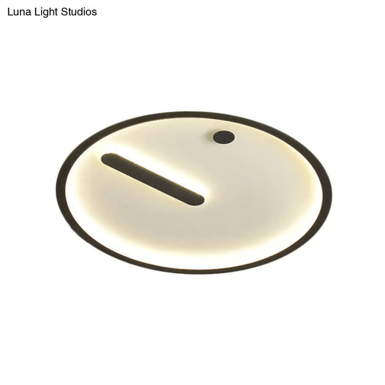 Modern Led Circle Flush Mount Metallic Ceiling Light In Black & White 12/16/19.5 Wide Warm/White