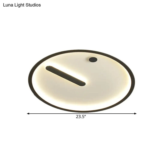 Modern Led Circle Flush Mount Metallic Ceiling Light In Black & White 12’/16’/19.5’ Wide