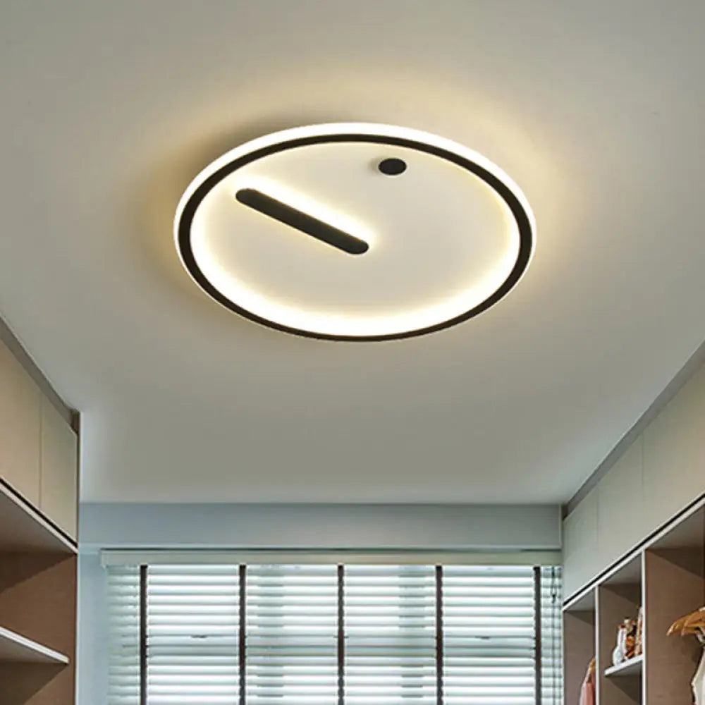 Modern Led Circle Flush Mount Metallic Ceiling Light In Black & White 12’/16’/19.5’ Wide