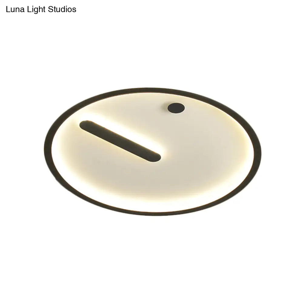 Modern Led Circle Flush Mount Metallic Ceiling Light In Black & White 12’/16’/19.5’ Wide