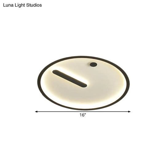 Modern Led Circle Flush Mount Metallic Ceiling Light In Black & White 12/16/19.5 Wide Warm/White