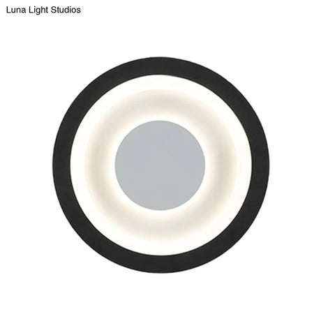 Modern Led Circle Sconce: White & Black Wall Mounted Lamp For Living Room