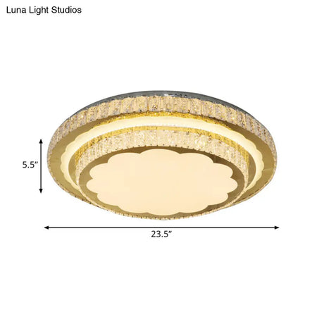 Modern Led Clear Crystal Ceiling Fixture Stainless Steel Flush Mount Lamp