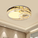 Modern Led Crystal Bedroom Ceiling Light Fixture In Stainless - Steel - Ring Clear Cut