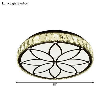 Modern Led Crystal Block Ceiling Light With Bloom Pattern In White
