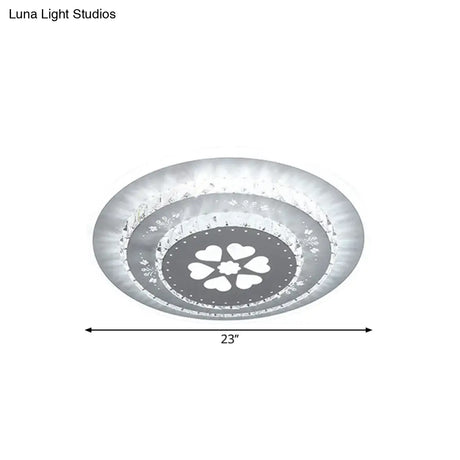 Modern Led Crystal Block Flush Mount Light Fixture With Rhombus/Cobble/Loving Heart Patterns In