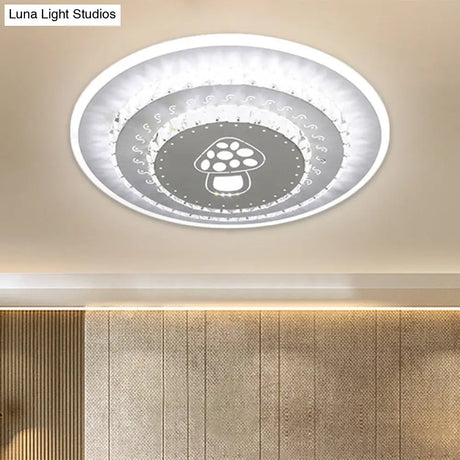 Modern Led Crystal Block Flush Mount Light Fixture With Rhombus/Cobble/Loving Heart Patterns In
