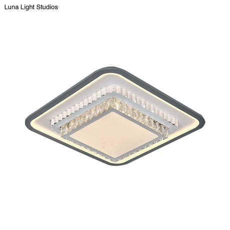 Modern Led Crystal Ceiling Light Fixture - Square/Rectangle Design (Black/White)