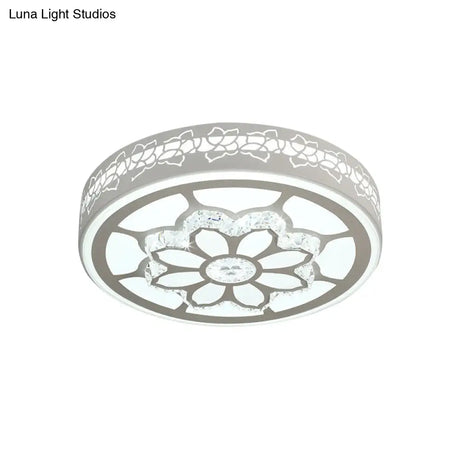 Modern Led Crystal Ceiling Light With Unique Side Design – Star/Flower Flush Mount In White