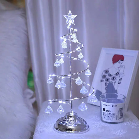Modern Led Crystal Desk Lamp: Silver/Gold Christmas Tree Design For Bedroom Silver