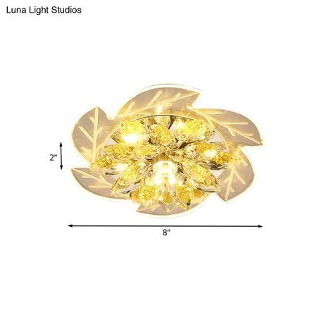Modern Led Crystal Flower Ceiling Light Flush Mount