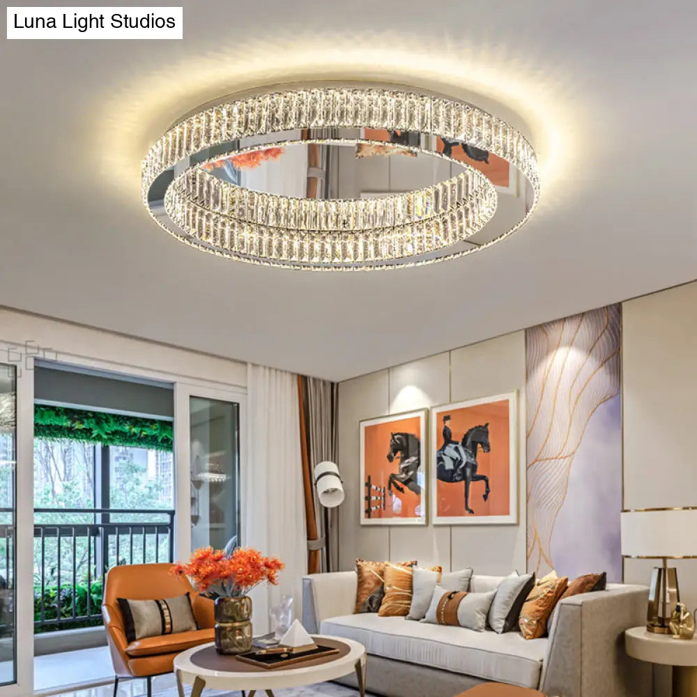 Modern Led Crystal Flush Mount Ceiling Lamp For Bedroom