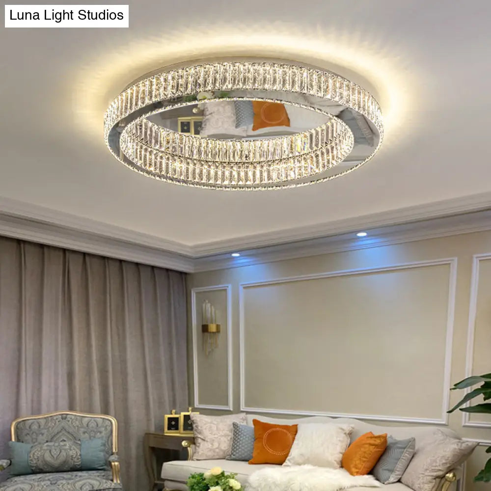 Modern Led Crystal Flush Mount Ceiling Lamp For Bedroom