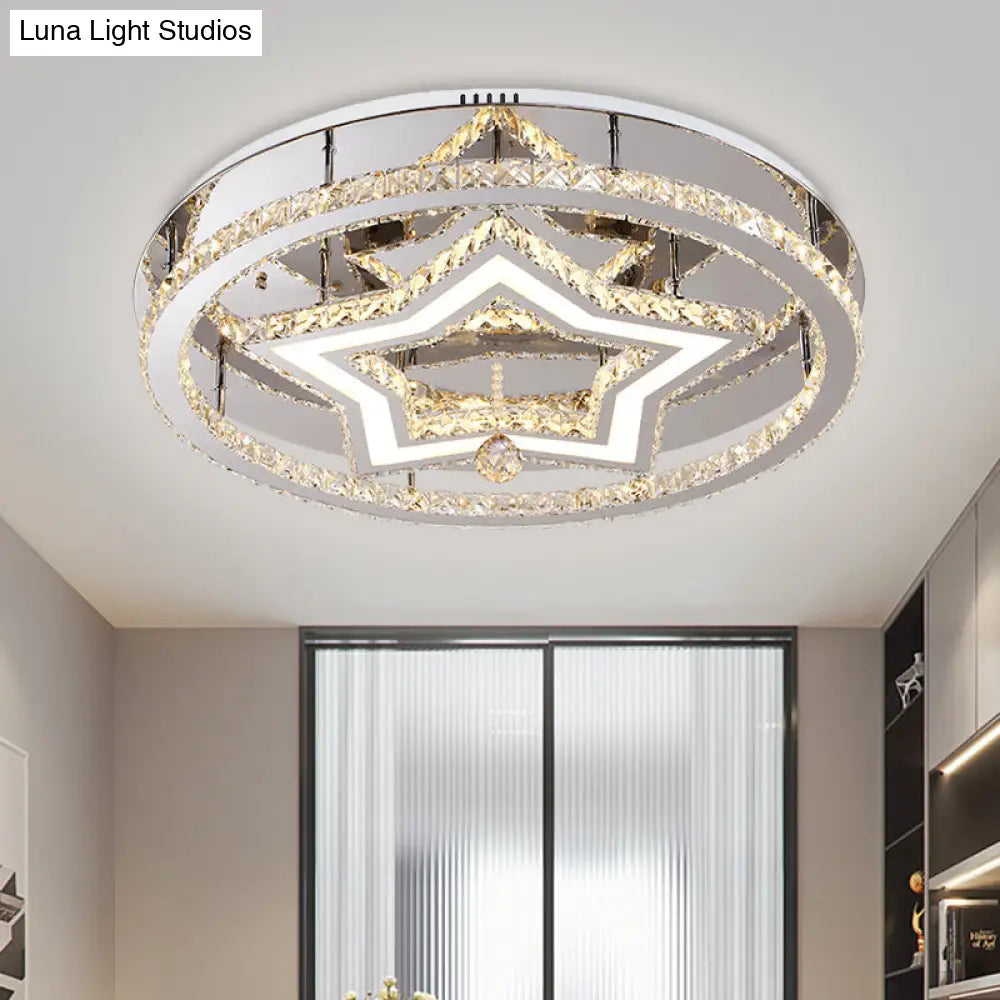 Modern Led Crystal Flush Mount Ceiling Light For Dining Room