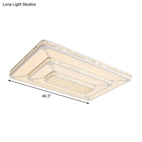 Modern Led Crystal Geometry Ceiling Lamp - White Flush Mount Light With 3 - Tier Design