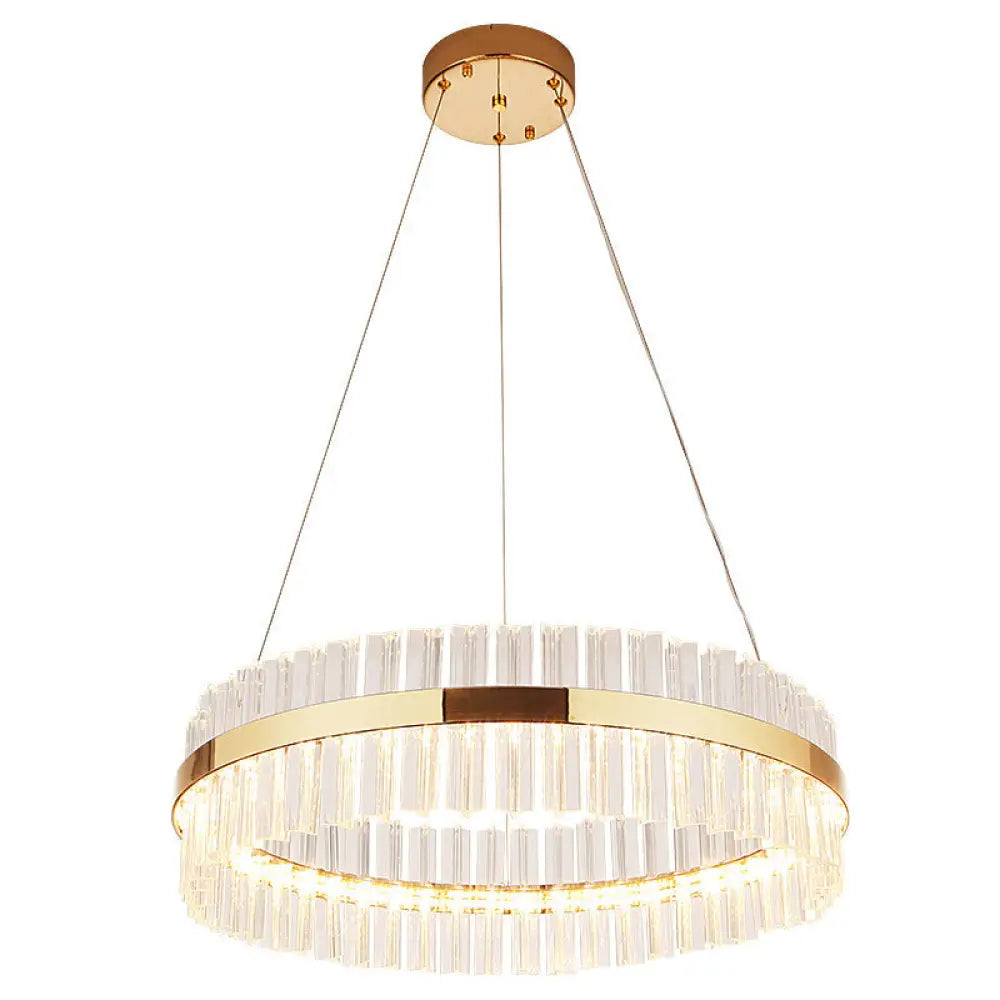 Modern Led Crystal Gold Ring Pendant Ceiling Lamp