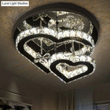Modern Led Crystal Loving Heart Ceiling Light - Beveled Clear Semi - Flush Mount