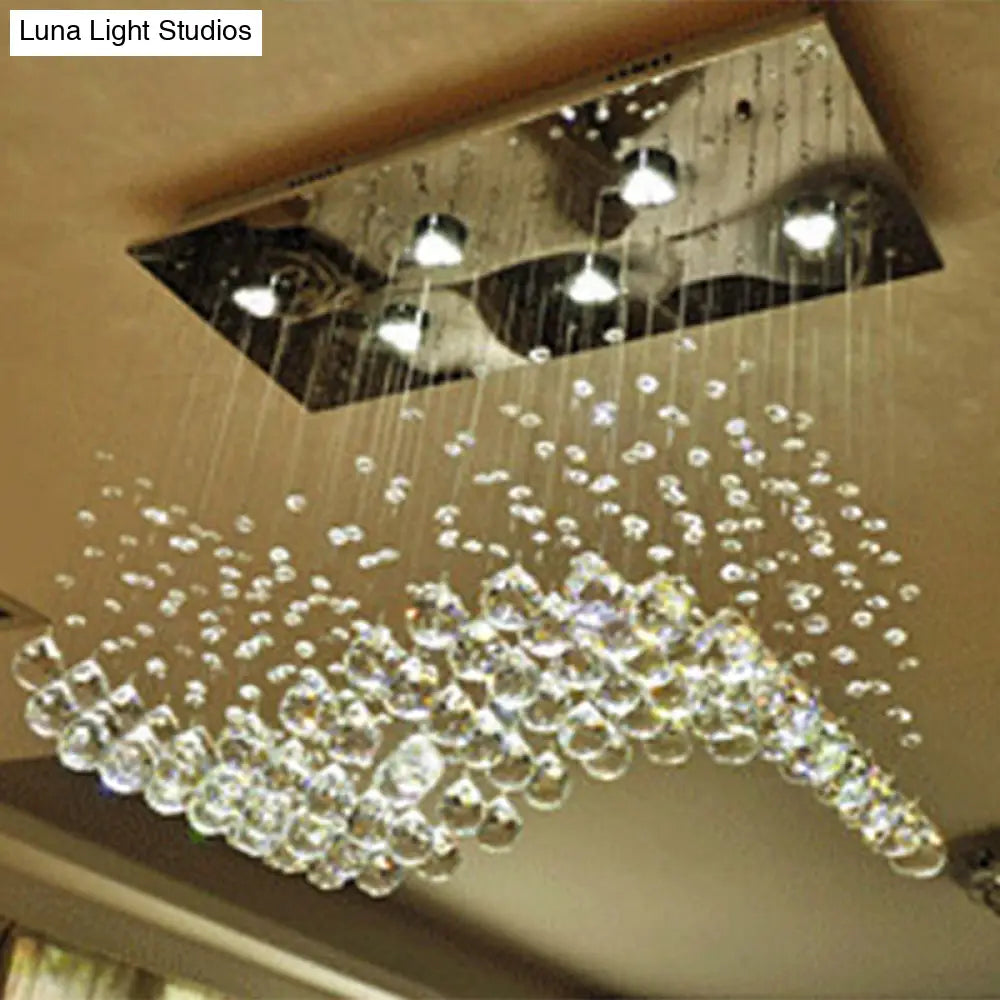 Modern Led Crystal Orb Gold Flush Mount Ceiling Light For Dining Room - 19.5/23.5 Wide / 23.5