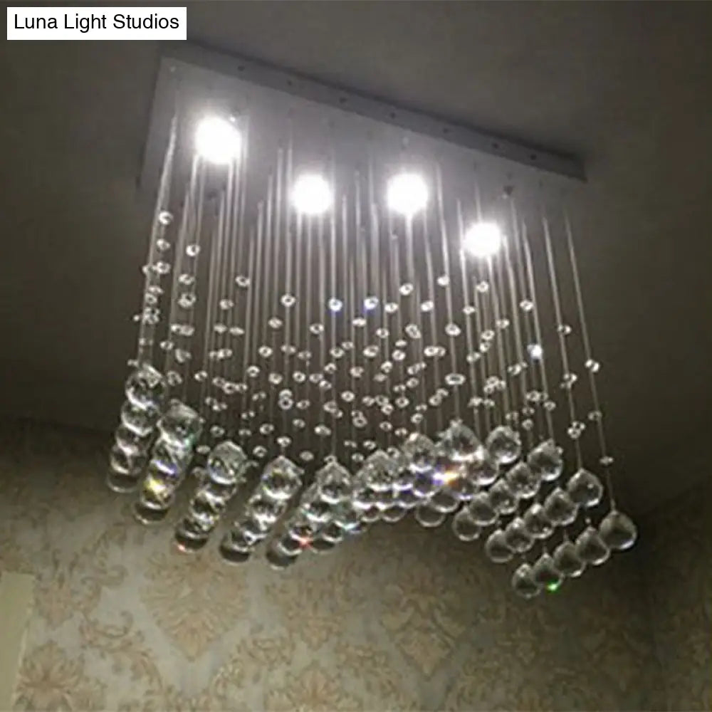 Modern Led Crystal Orb Gold Flush Mount Ceiling Light For Dining Room - 19.5/23.5 Wide / 19.5