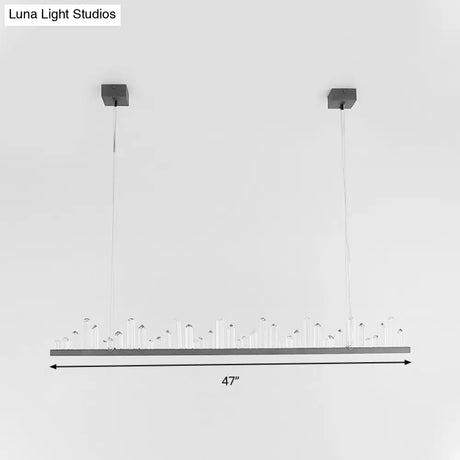 Modern Led Crystal Pendant Ceiling Light In Black For Dining Room