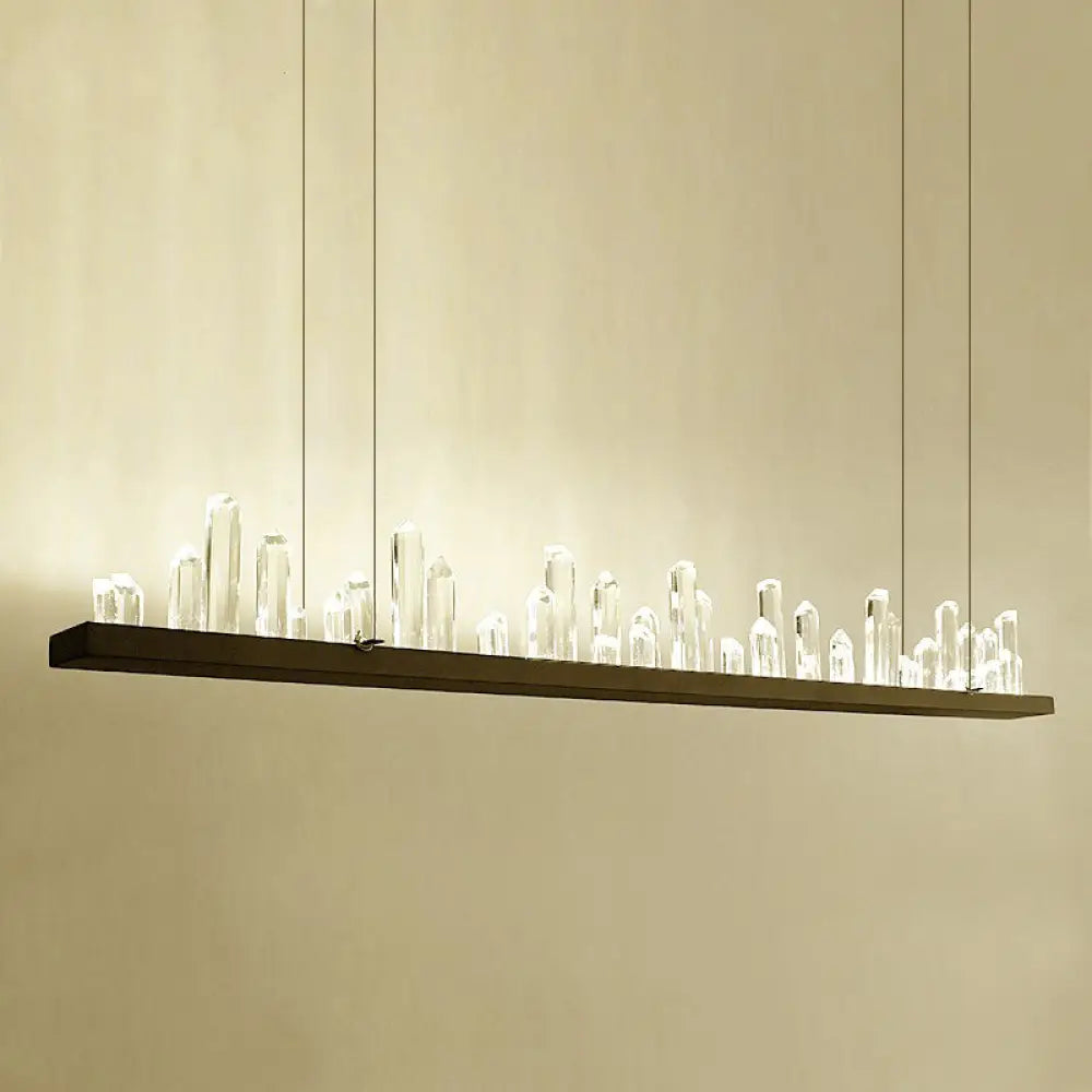 Modern Led Crystal Pendant Ceiling Light In Black For Dining Room / Warm