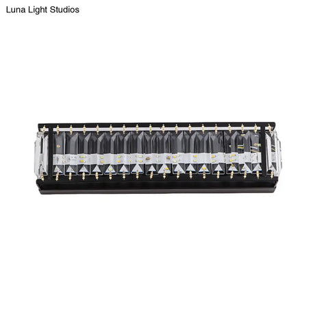 Modern Led Crystal Rectangular Sconce: Black Wall Mounted Bedside Lighting